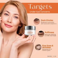 Skin 2.0 flatlay with Vitamin C elements highlighting antioxidant focus and brightening benefit
