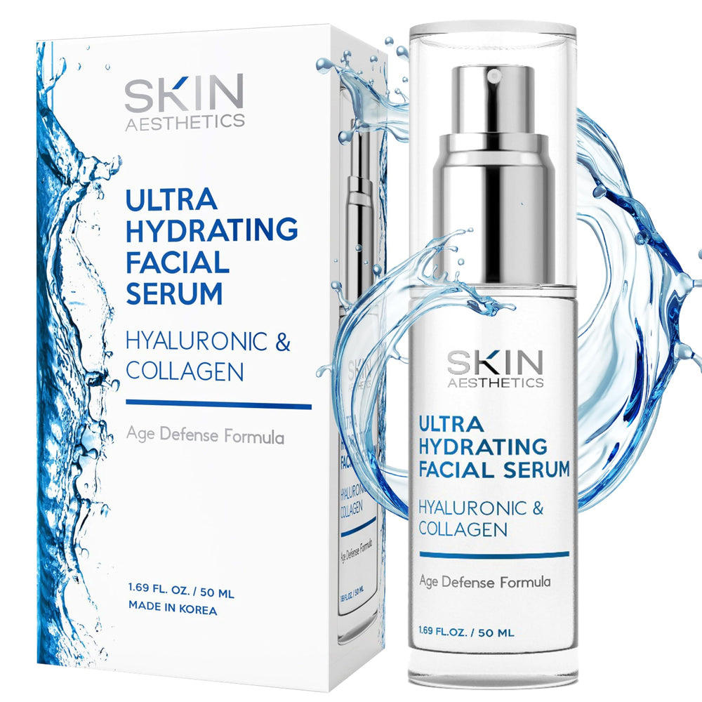 Skin Aesthetics front bottle showing sleek packaging and immediate hydration benefit