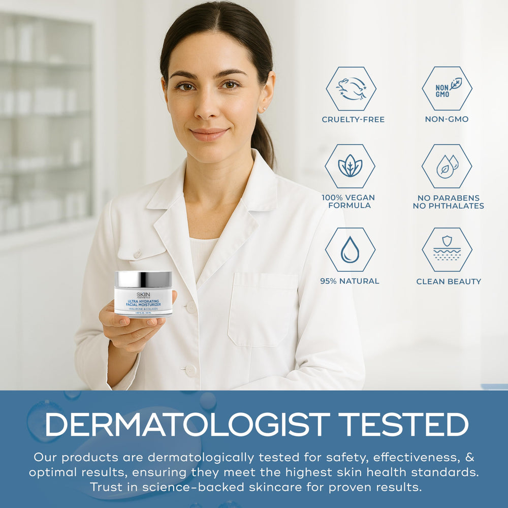 Skin Aesthetics size comparison beside common items showing travel-friendly benefit