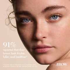 Skin Research Laboratories neuBROW beside a ruler size comparison showing the 3.6 mL travel-friendly tube