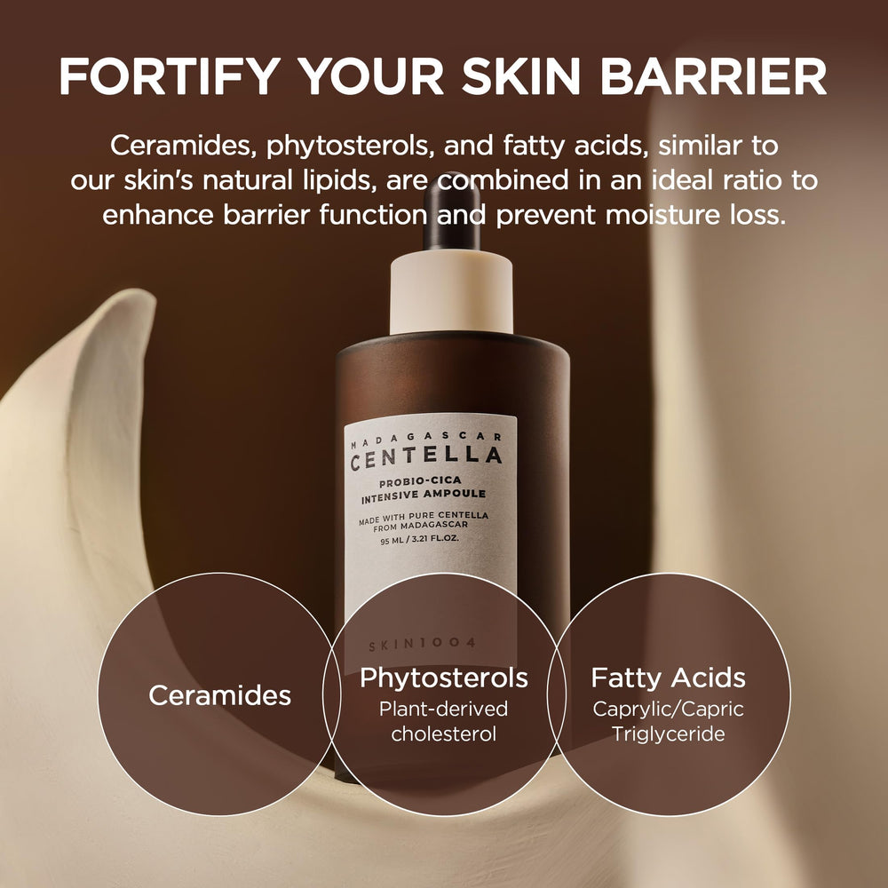 SKIN1004 ingredient label close-up highlighting ceramide and fermented centella benefits
