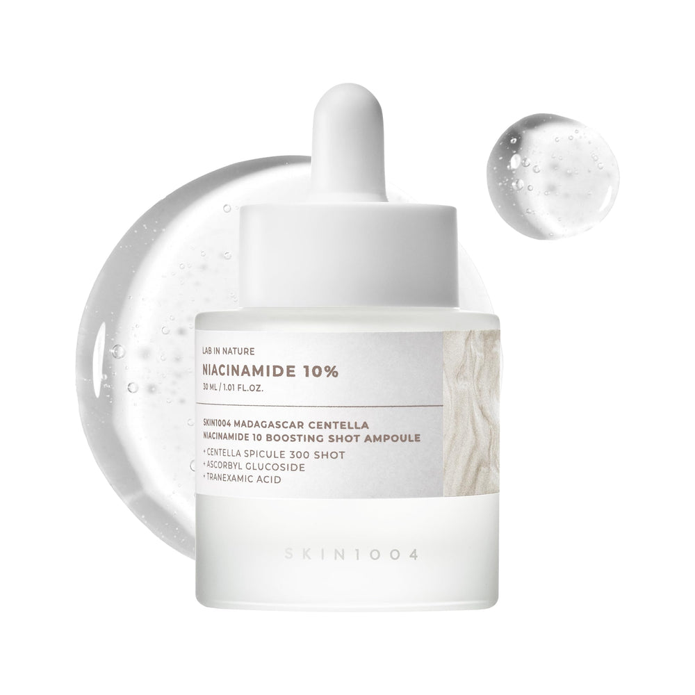 SKIN1004 front bottle shot showing clear ampoule and label benefit