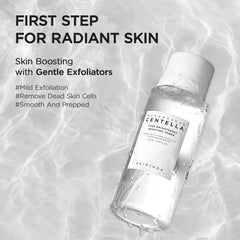 SKIN1004 toner pouring texture showing lightweight water-like consistency benefit