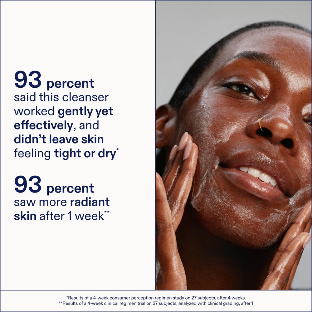 Skinfix cleanser lather in palm demonstrating soft foam benefit
