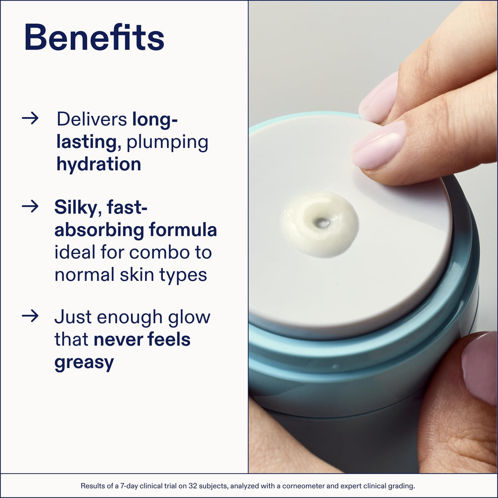 Hand holding Skinfix gel cream to show application and non-greasy result