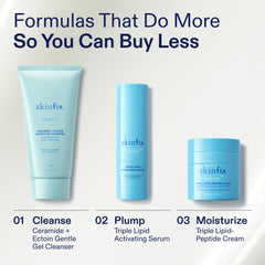 Skinfix mini cleanser on bathroom shelf lifestyle suggesting daily routine convenience