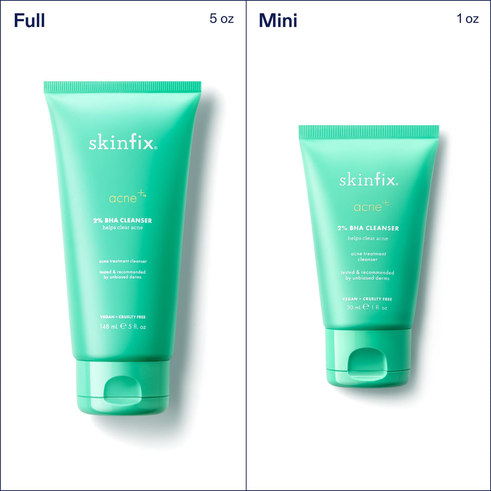 Skinfix green tea and zinc display emphasizing soothing, anti-inflammatory benefits