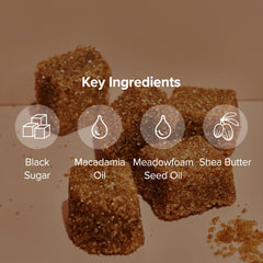 SKINFOOD scrub spread on hand demonstrating smooth application and softening action