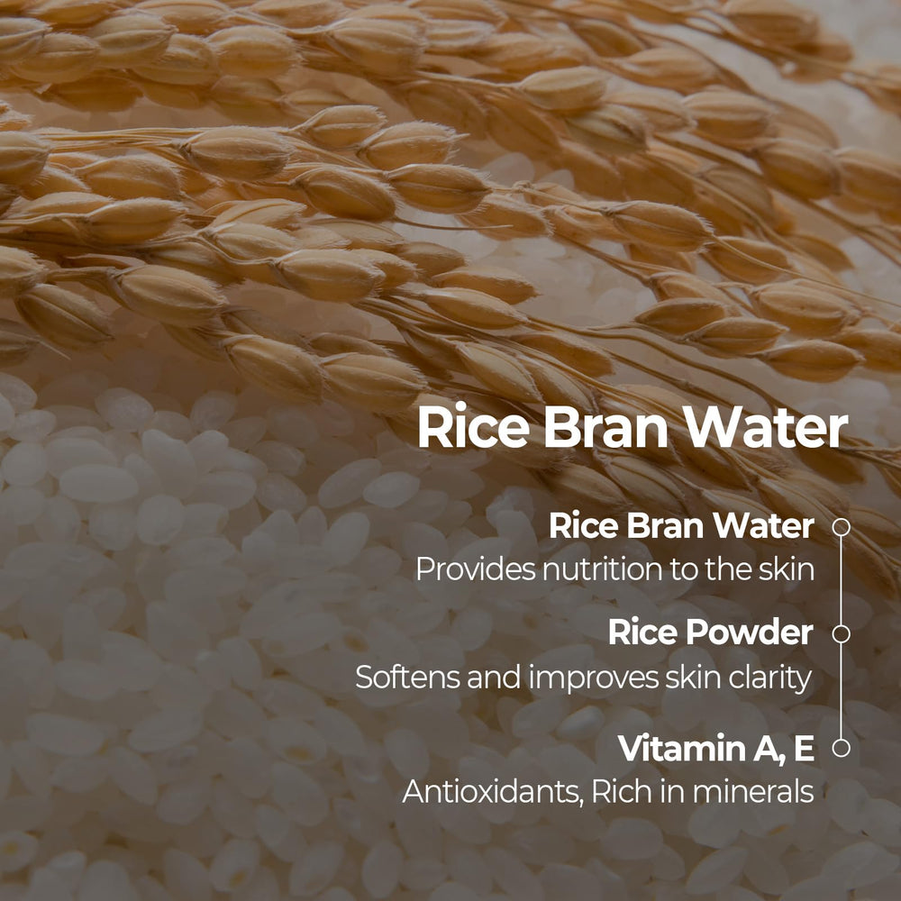 SKINFOOD 1957 close-up of fine rice particles highlighting mild exfoliant action