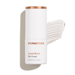 SkinMedica jar front view showing sleek packaging and instant bright effect