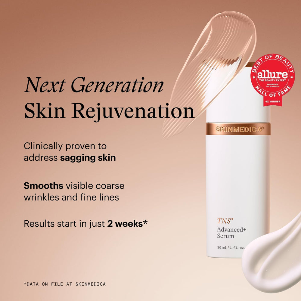 SkinMedica serum droplet on fingertip highlighting smooth texture and fast absorption