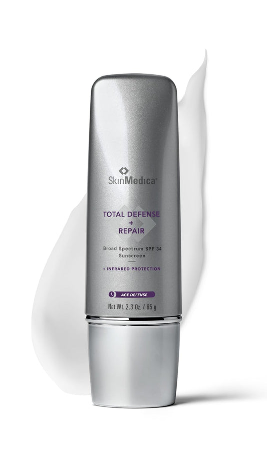 SkinMedica front packaging showing SPF 34 and tinted facial sunscreen benefits