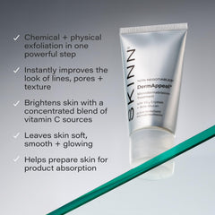 SKINN application on cheek demonstrating gentle exfoliation and glow