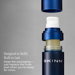 SKINN conceptual before and after face illustration indicating visible smoothing