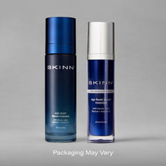 SKINN bottle held between hands to show size and portability benefit