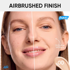 SKINTIFIC cushion opened with sponge applicator demonstrating easy, precise application