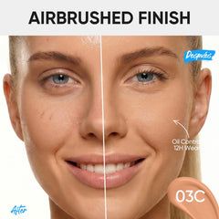 SKINTIFIC cushion open compact with puff demonstrating easy, mess-free application and portability