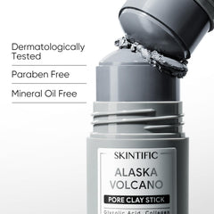 SKINTIFIC Alaska volcanic clay scoop showing natural mineral absorbency benefit