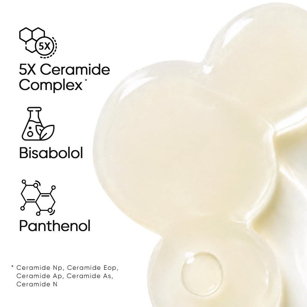 SKINTIFIC ingredient label highlighting centella and ceramides for calming and repair