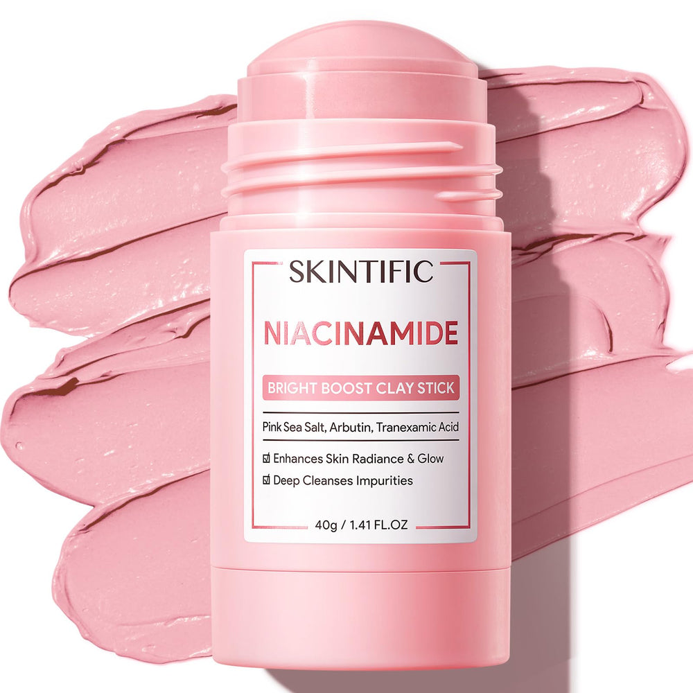 SKINTIFIC mask stick front packaging showing compact design and brightening benefit