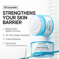 SKINTIFIC gel texture close-up illustrating lightweight hydration absorbed instantly for smooth skin