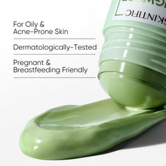 SKINTIFIC clay stick applied to T-zone demonstrating reduced redness and oil control