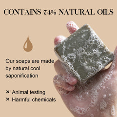 SKIRIFINE coconut bar surface texture with creamy finish, shows moisturizing plant oils