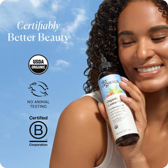 Sky Organics hair mask being applied for deep conditioning on longer hair