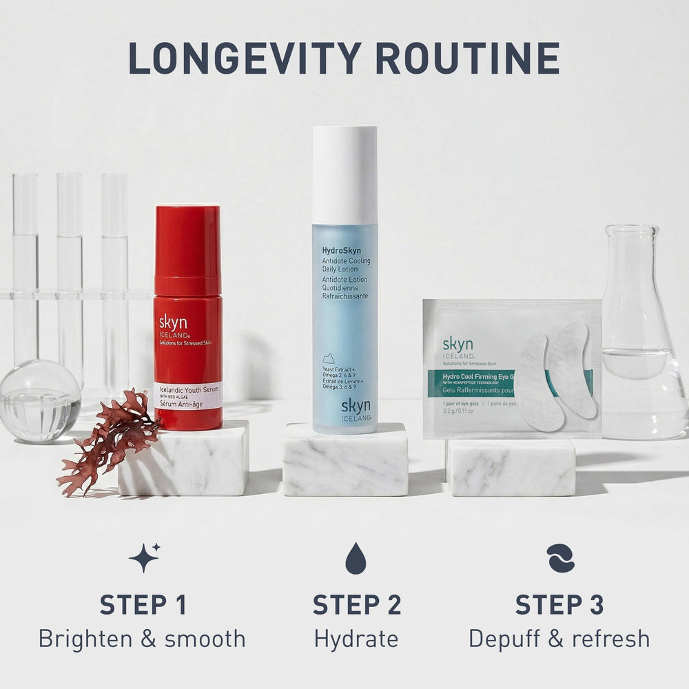 skyn ICELAND red algae ingredient display illustrating antioxidant protection and clarity