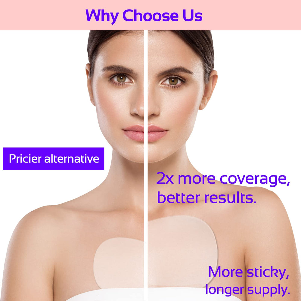 Skywee application demonstration on décolleté showing secure adhesive placement