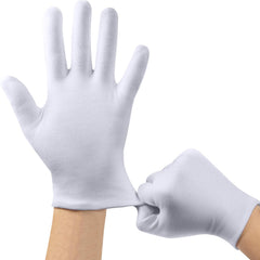 SLWJAXGT front-facing set of white cotton gloves showing multi-pair value and neat packaging