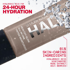 Smashbox texture swatch showing lightweight dewy tint and immediate hydrating look