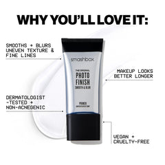 Smashbox primer in hand conveying travel-ready 0.34 fl oz size and portability