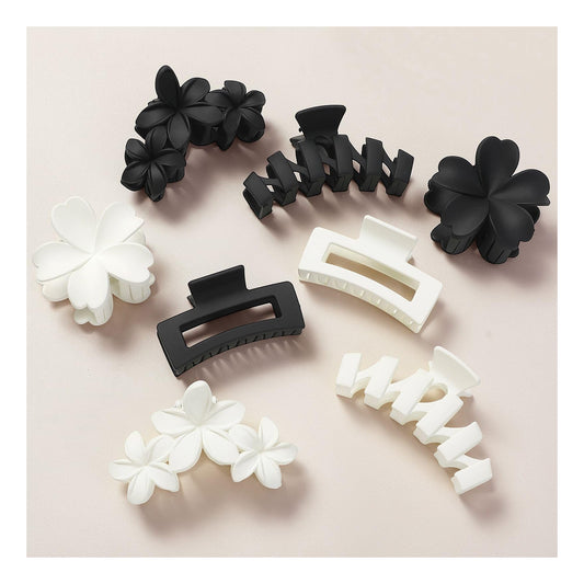 SMKSL front view of eight neutral claw clips showing colors and arrangement, practical set