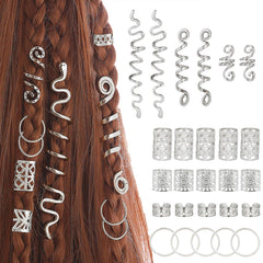 Snmzlc front packaging showing complete 86-piece silver hair bead set and versatility
