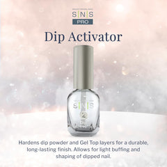 SNS dip activator label closeup highlighting Nutri-Plus ingredients for nail support