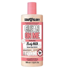 Soap & Glory front packaging showing 500 ml bottle and label benefits