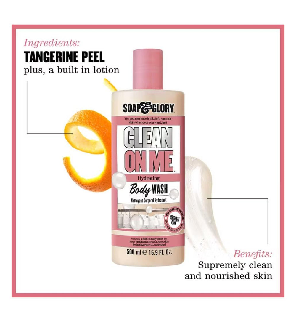 Soap & Glory pump dispensing shower gel illustrating easy use