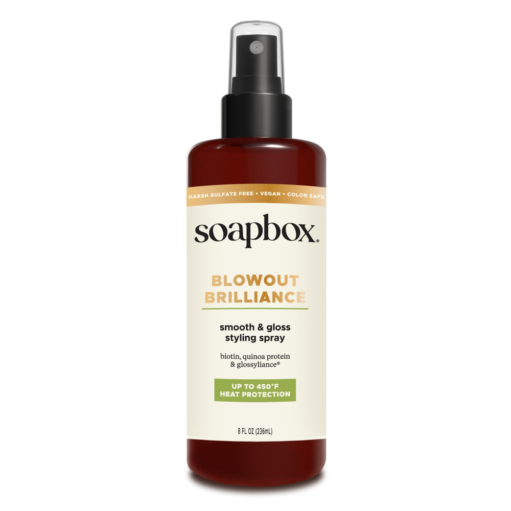 Soapbox front packaging shows bottle and benefits for easy identification