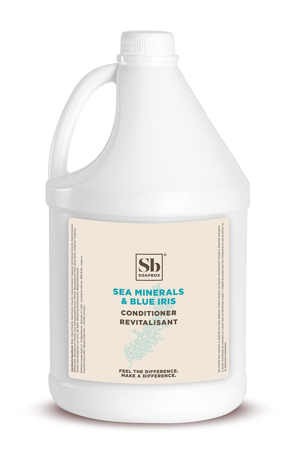Soapbox gallon bottle front view showing brand and refill benefit