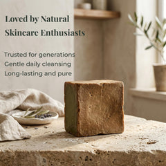 Sobeautis soap on bathroom shelf lifestyle scene suggesting simplified gentle routine