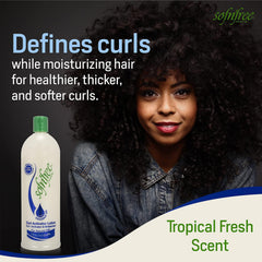 SOF N' FREE being applied to curly hair demonstrating effortless definition and frizz control