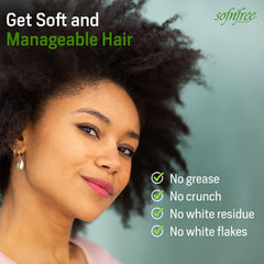 SOF N' FREE coconut ingredient highlight showing nourishing oil for shine and softness