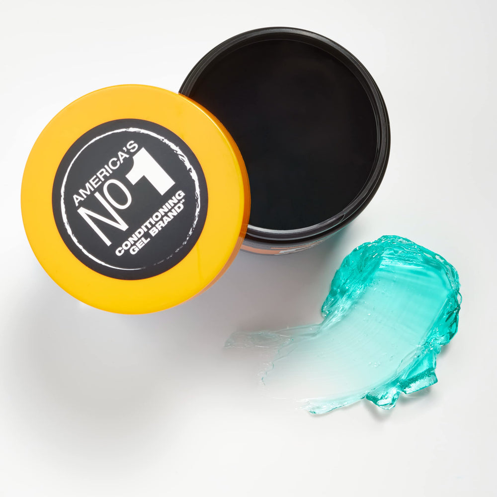 SoftSheen gel in hand ready to smooth hair with conditioning hold