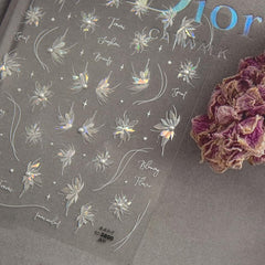 SOFTSOUL bridal-style manicure using pearled stickers for elegant event-ready nails