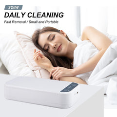 Soiiw sterilizer ABS finish and label closeup highlighting durable construction benefit