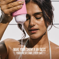 Sol de Janeiro in-shower lifestyle image using Beija Flor Body Wash for sensorial cleanse