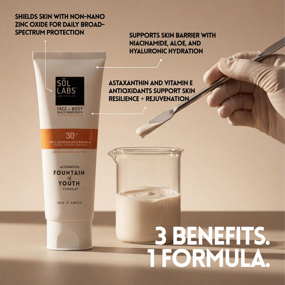 SOL LABS pump dispensing cleanser-like lotion detail benefit: hygienic controlled application