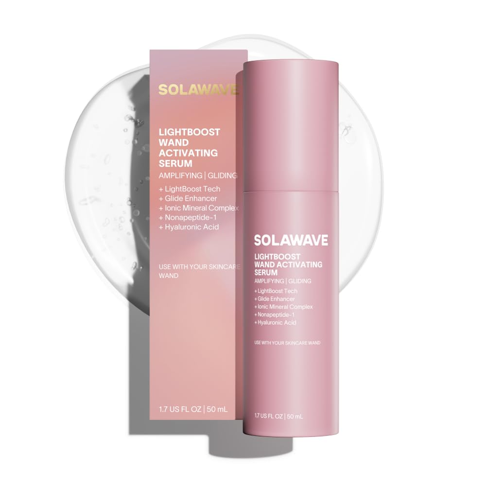 Solawave serum ingredient label showing LightBoost tech for enhanced results benefit
