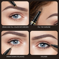 Soleira in-use application on brow creating fuller shape and controlled microblading effect